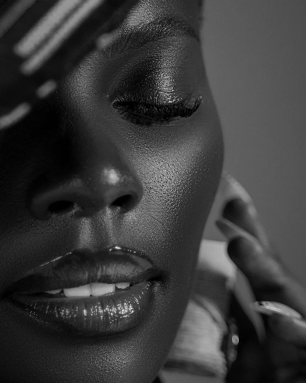 Black and white beauty close-up